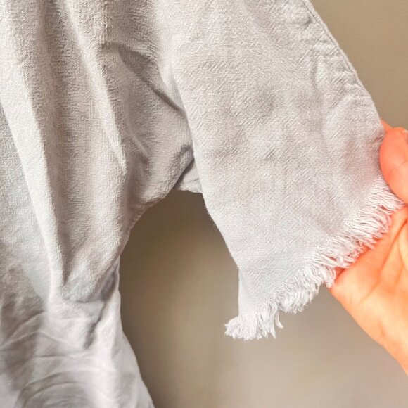 Cynthia‎ Ashby Gray Frayed Hem Linen-Cotton Short-Sleeve Tunic Dress S - Picture 6 of 7